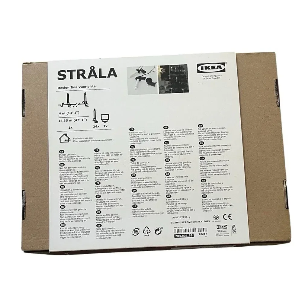 NEW IKEA STRALA LED Lighting Chain With 24 Light Candles Shaped Bulb With Clips